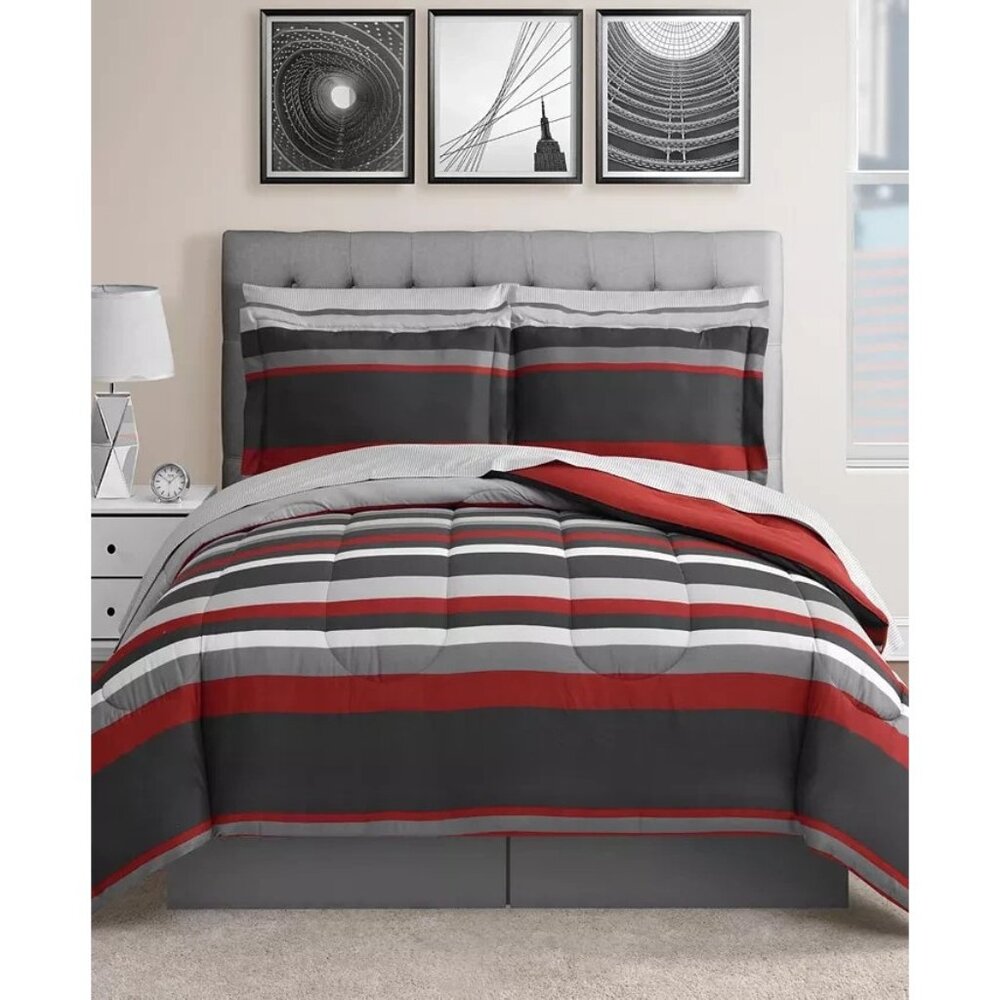 Fairfield Square Austin Stripe Reversible 8 Piece Comforter Set Full $100